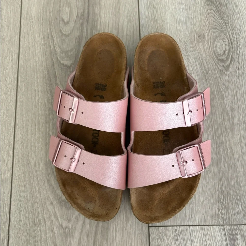 Birkenstock Womens Size 38/7-7,5 Arizona Icy Metallic Old Rose Sandals - Picture 6 of 11